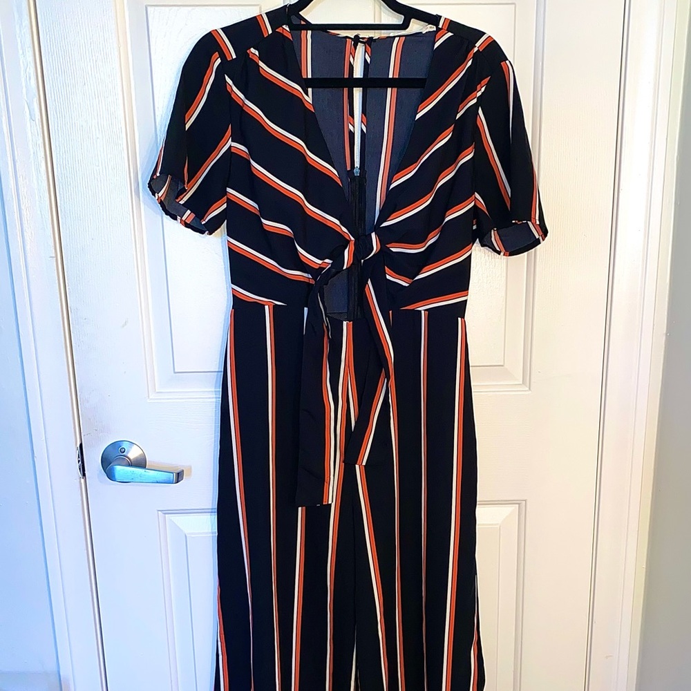 Lush Striped Front Tie Jumper